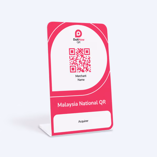 A DuitNow QR standee.